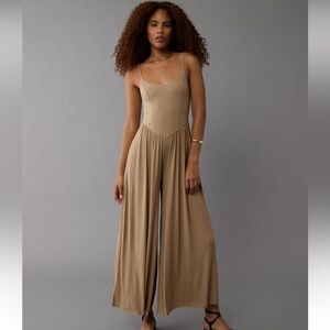 Anerican Eagle Soft and Sexy Ribbed Tan Jumpsuit